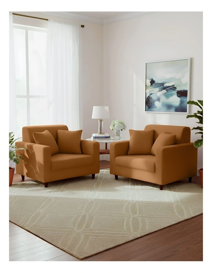 1 Seater Sofa Cover Plain in Caramel image 4