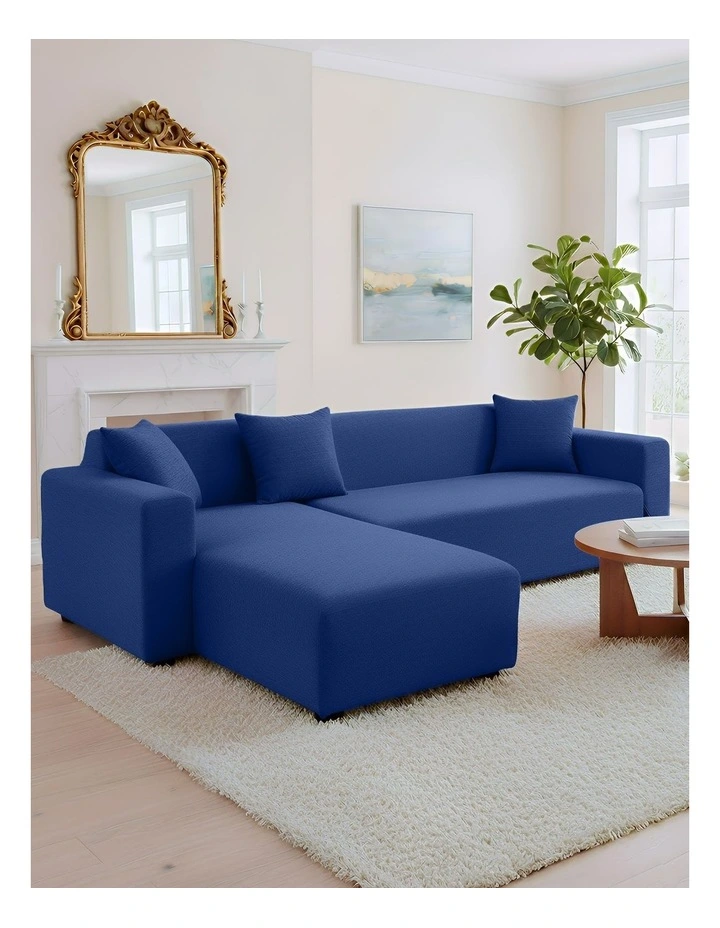 4 Seater Sofa Cover Plain in Royal Blue image 2