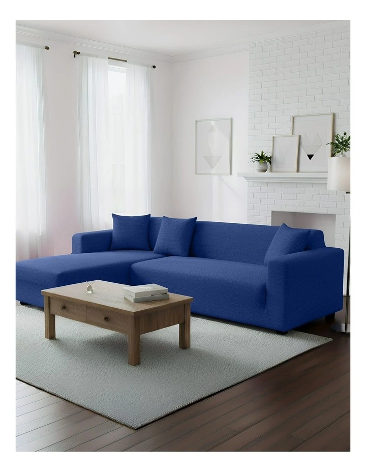 4 Seater Sofa Cover Plain in Royal Blue image 4