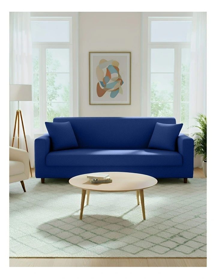 3 Seater Sofa Cover Plain in Royal Blue image 2