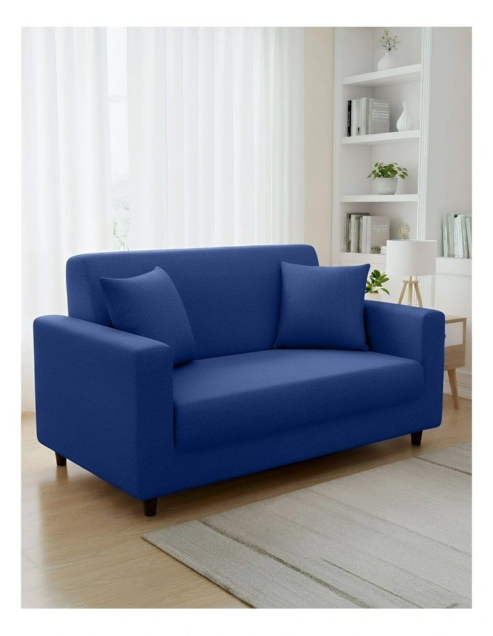 2 Seater Sofa Cover Plain in Royal Blue image 2