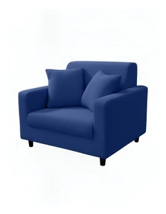 1 Seater Sofa Cover Plain in Royal Blue