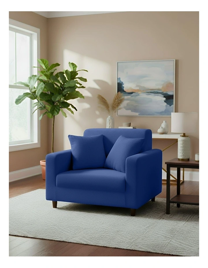 1 Seater Sofa Cover Plain in Royal Blue image 2