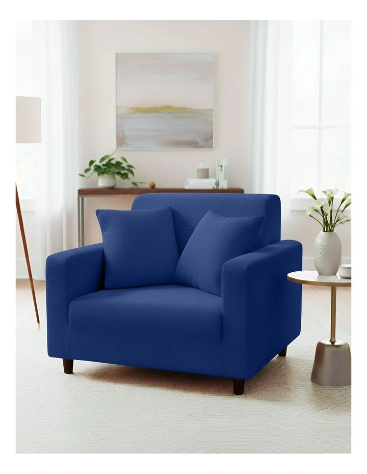 1 Seater Sofa Cover Plain in Royal Blue image 3