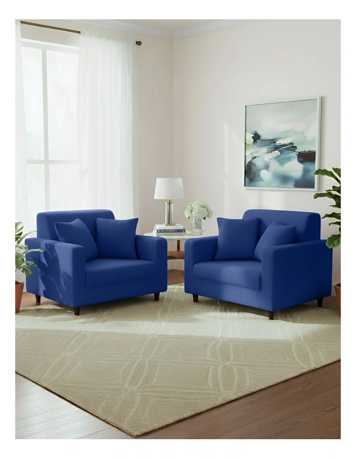 1 Seater Sofa Cover Plain in Royal Blue image 4