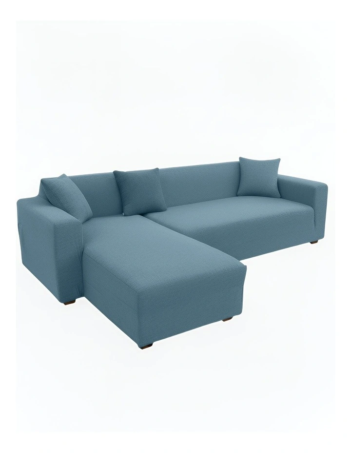 4 Seater Sofa Cover Plain in Grey Blue image 1