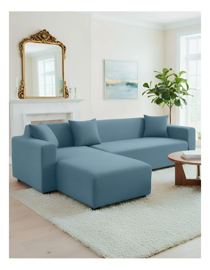 4 Seater Sofa Cover Plain in Grey Blue image 2