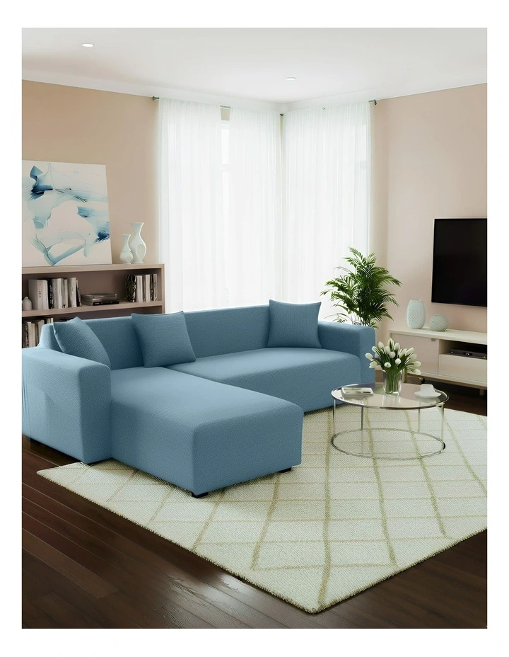 4 Seater Sofa Cover Plain in Grey Blue image 3