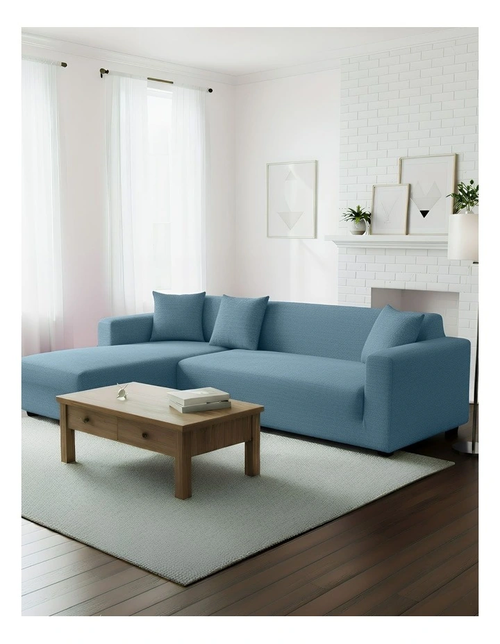 4 Seater Sofa Cover Plain in Grey Blue image 4