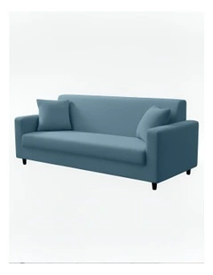 3 Seater Sofa Cover Plain in Grey Blue