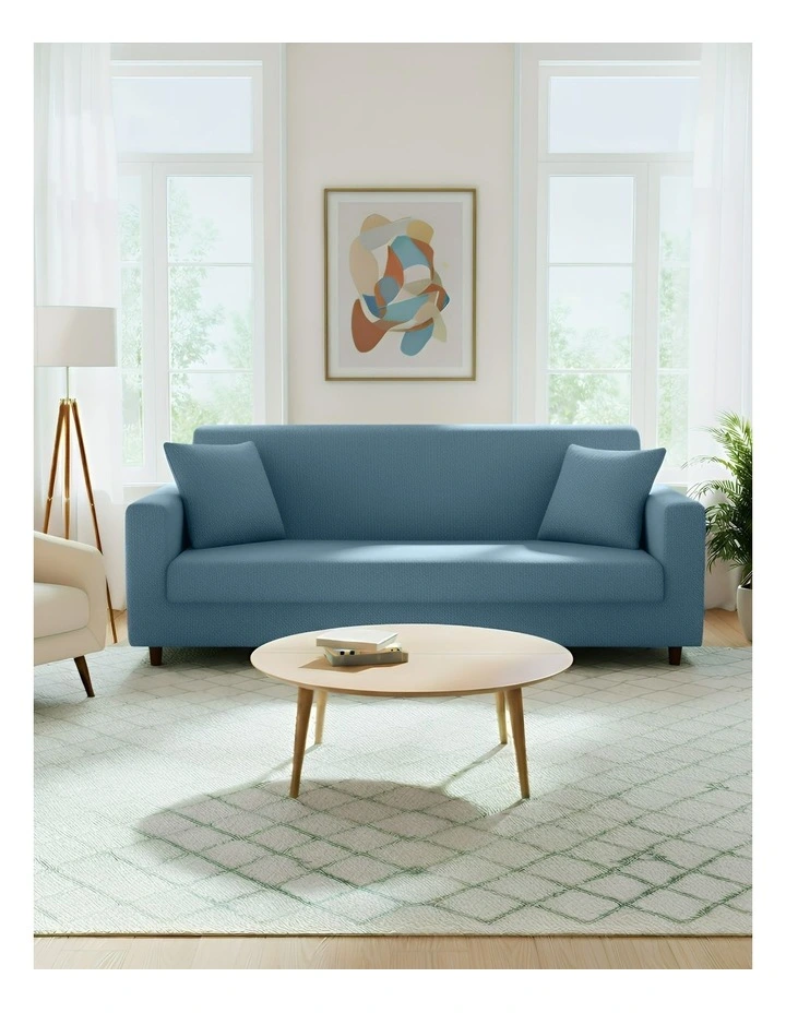 3 Seater Sofa Cover Plain in Grey Blue image 2