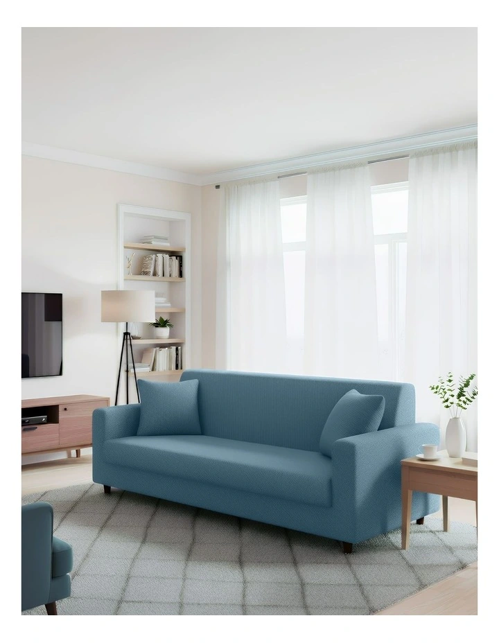 3 Seater Sofa Cover Plain in Grey Blue image 4
