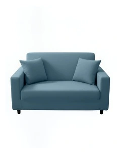 2 Seater Sofa Cover Plain in Grey Blue