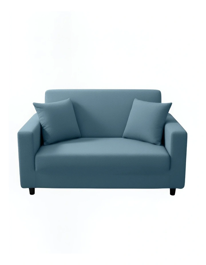 2 Seater Sofa Cover Plain in Grey Blue image 1