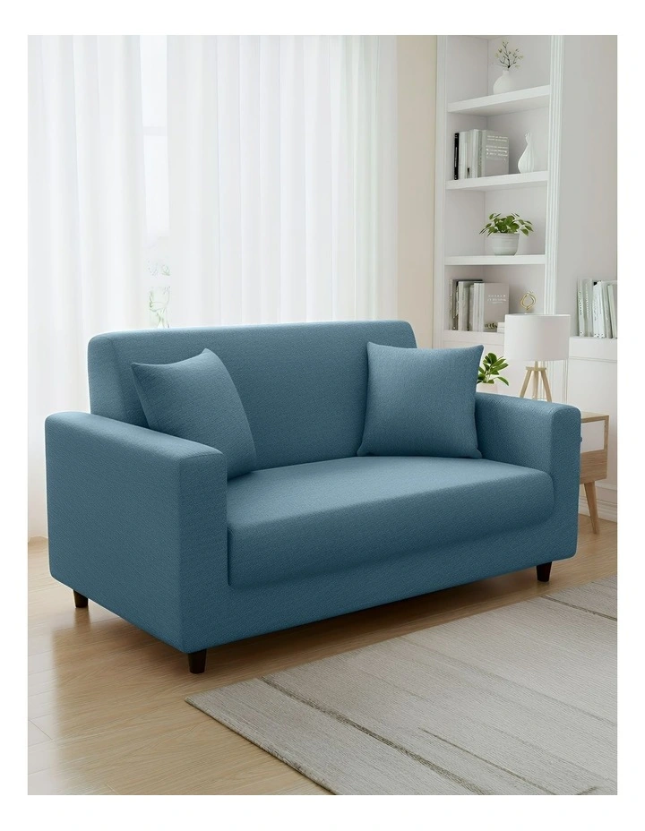 2 Seater Sofa Cover Plain in Grey Blue image 2