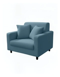 1 Seater Sofa Cover Plain in Grey Blue
