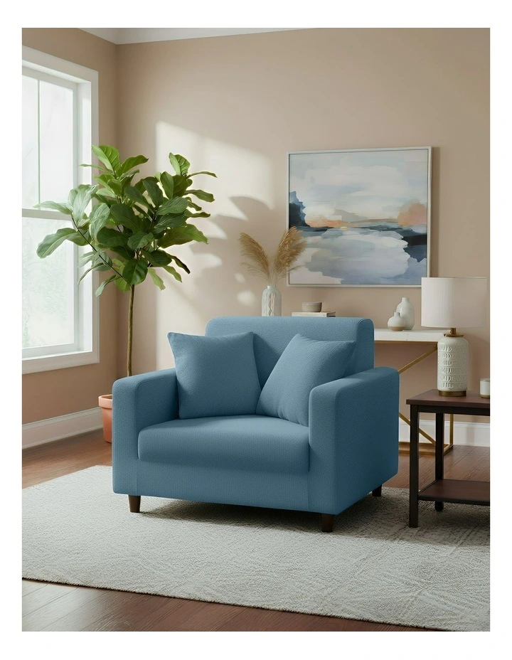 1 Seater Sofa Cover Plain in Grey Blue image 2