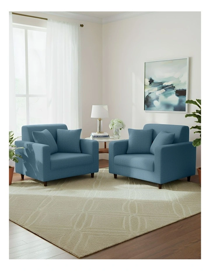 1 Seater Sofa Cover Plain in Grey Blue image 4