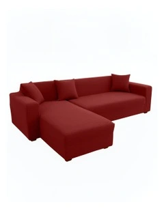 4 Seater Sofa Cover Plain in Wine Red