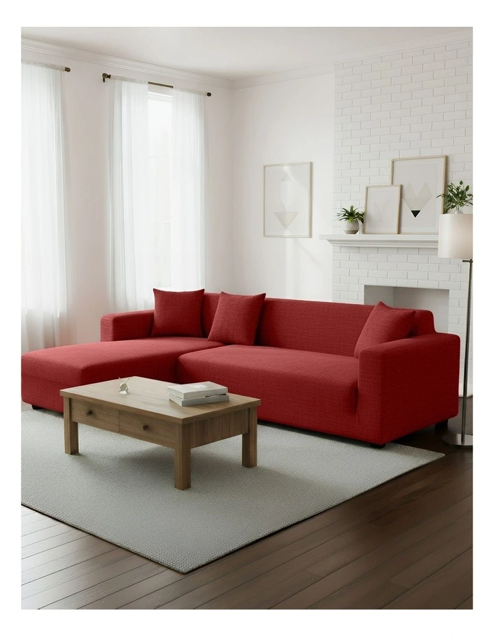 4 Seater Sofa Cover Plain in Wine Red image 4
