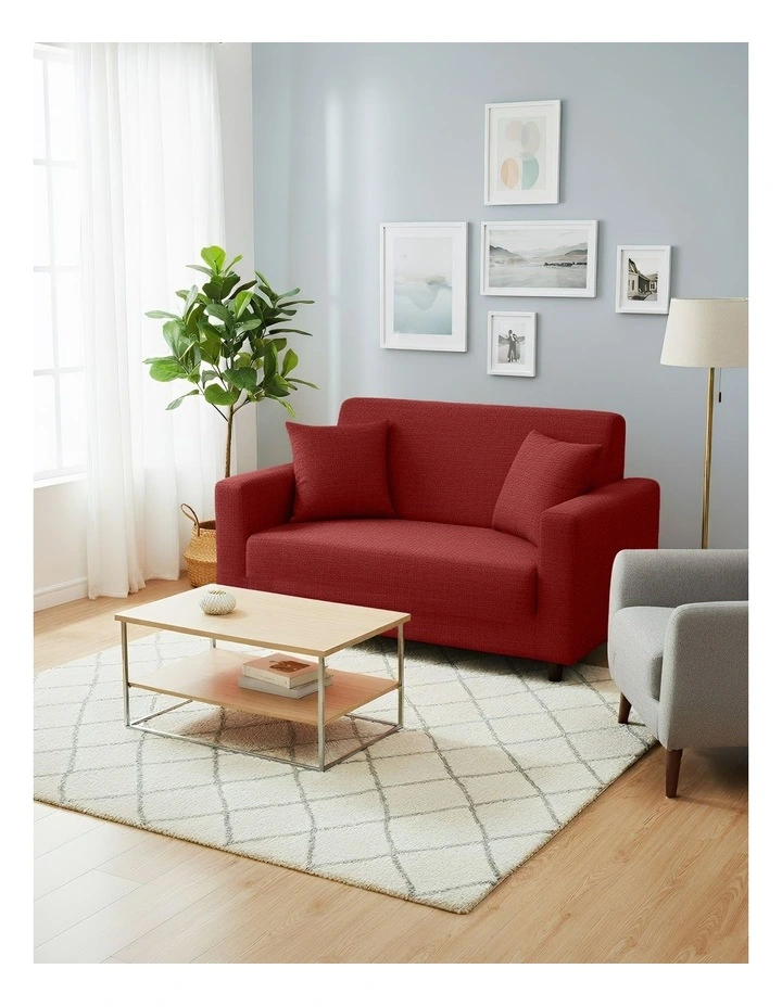 2 Seater Sofa Cover Plain in Wine Red image 4