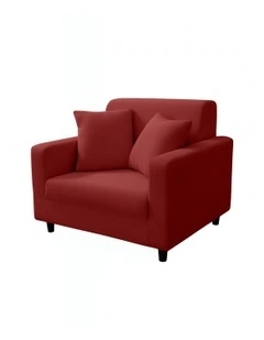 1 Seater Sofa Cover Plain in Wine Red