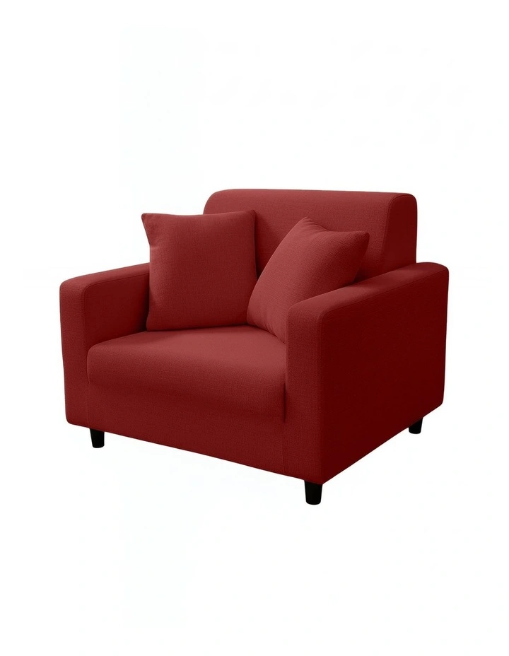 1 Seater Sofa Cover Plain in Wine Red image 1