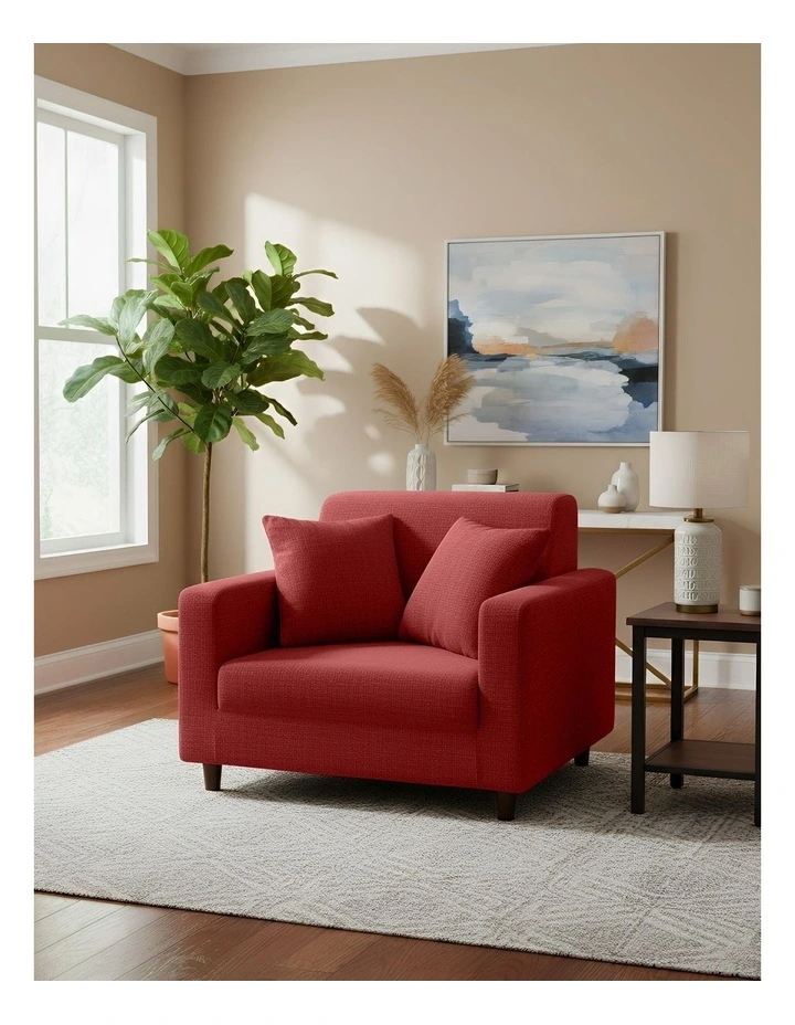 1 Seater Sofa Cover Plain in Wine Red image 2
