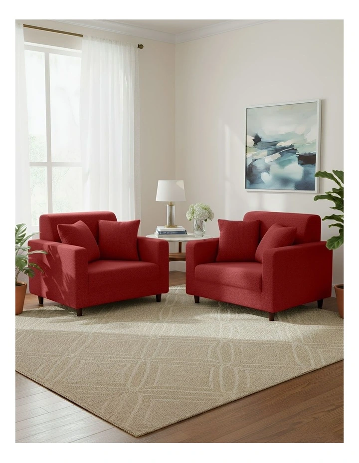 1 Seater Sofa Cover Plain in Wine Red image 4