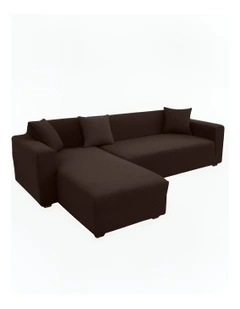 4 Seater Sofa Cover Plain in Coffee