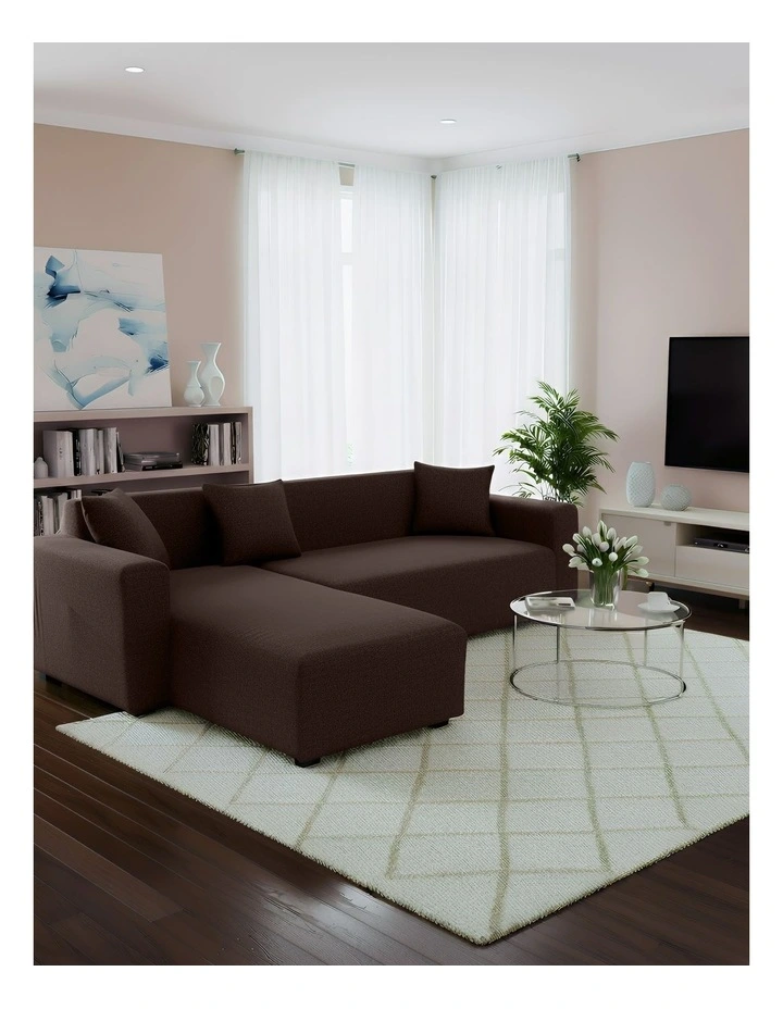 4 Seater Sofa Cover Plain in Coffee image 3
