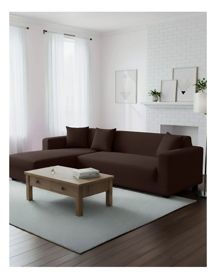 4 Seater Sofa Cover Plain in Coffee image 4