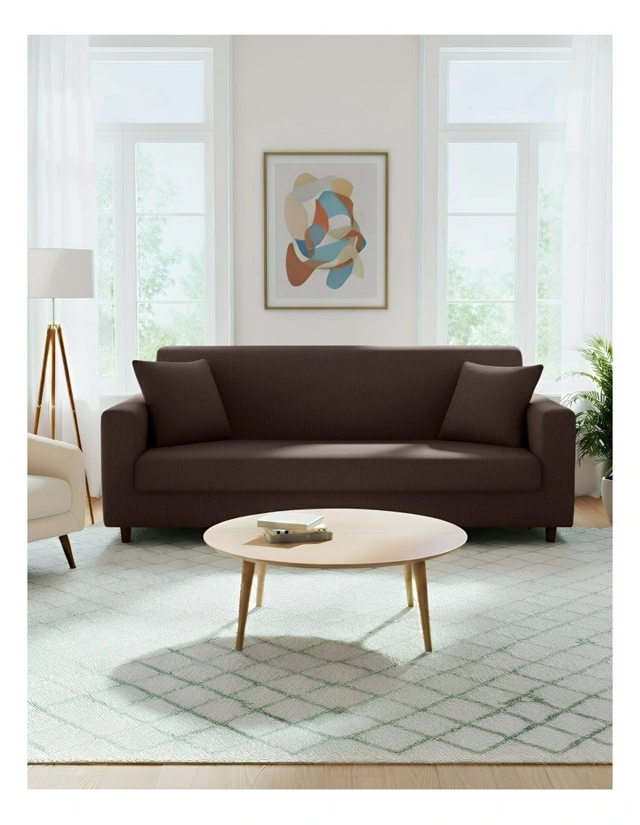 3 Seater Sofa Cover Plain in Coffee image 2