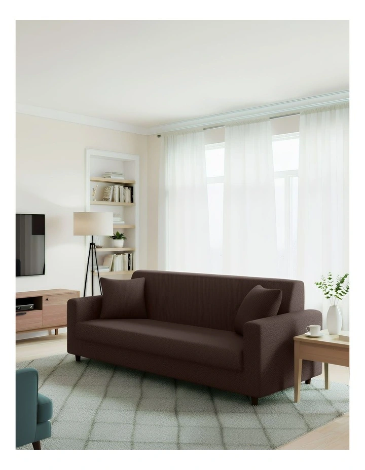 3 Seater Sofa Cover Plain in Coffee image 4