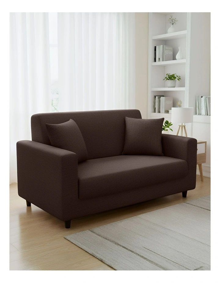 2 Seater Sofa Cover Plain in Coffee image 2