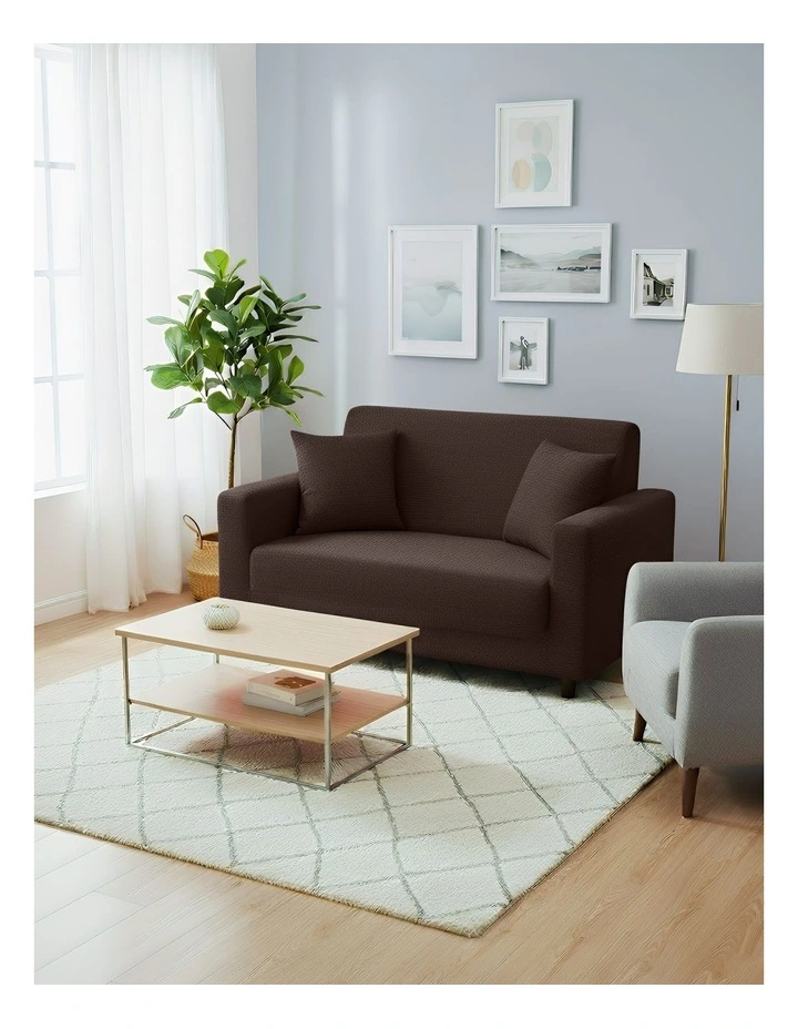2 Seater Sofa Cover Plain in Coffee image 4