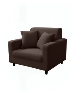 1 Seater Sofa Cover Plain in Coffee