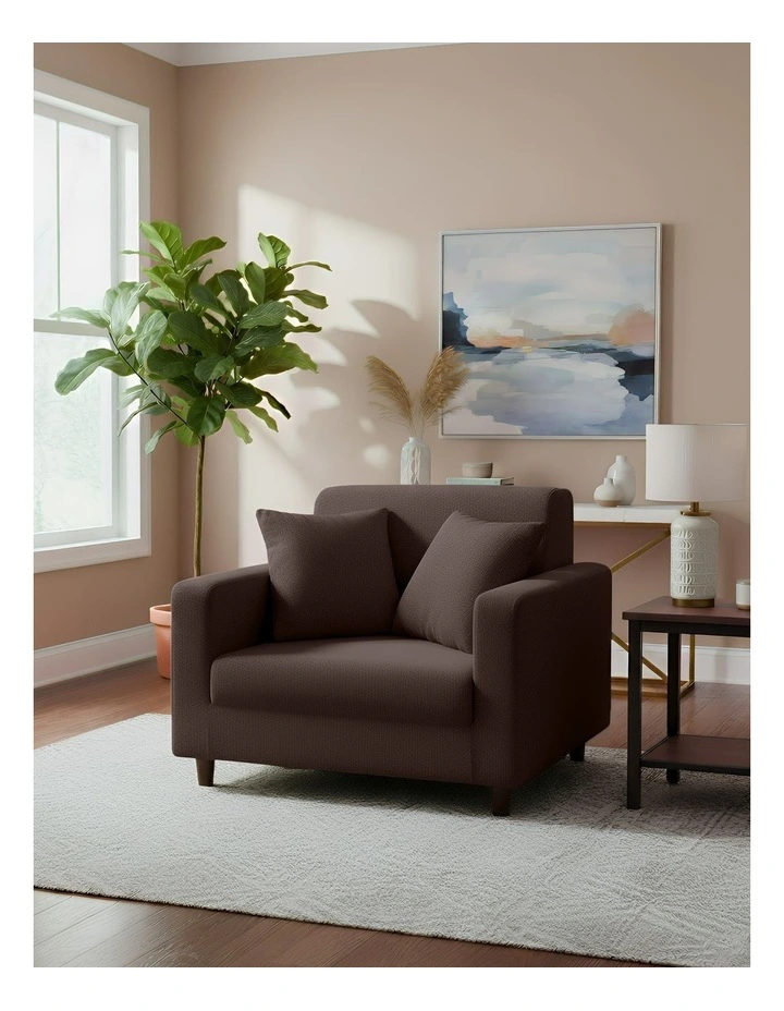 1 Seater Sofa Cover Plain in Coffee image 2