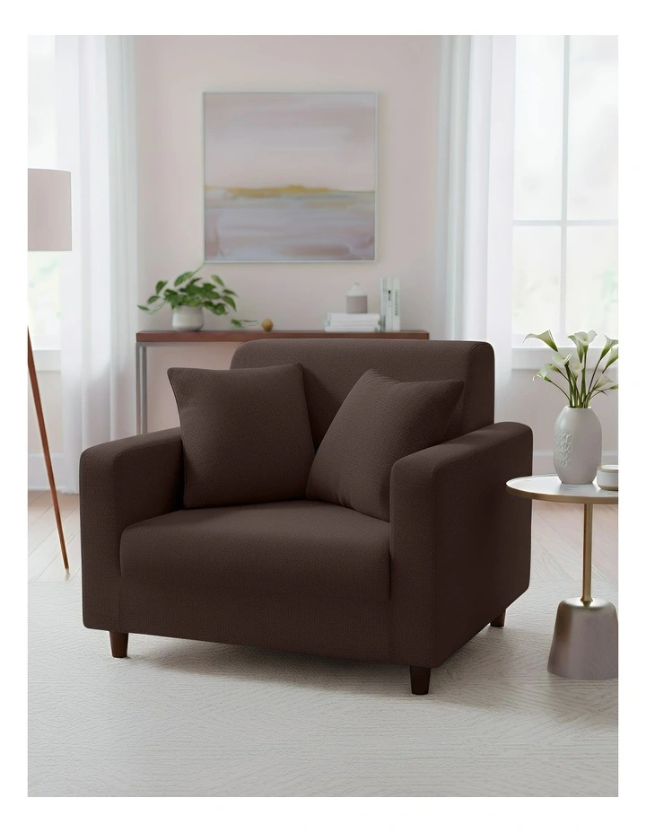 1 Seater Sofa Cover Plain in Coffee image 3