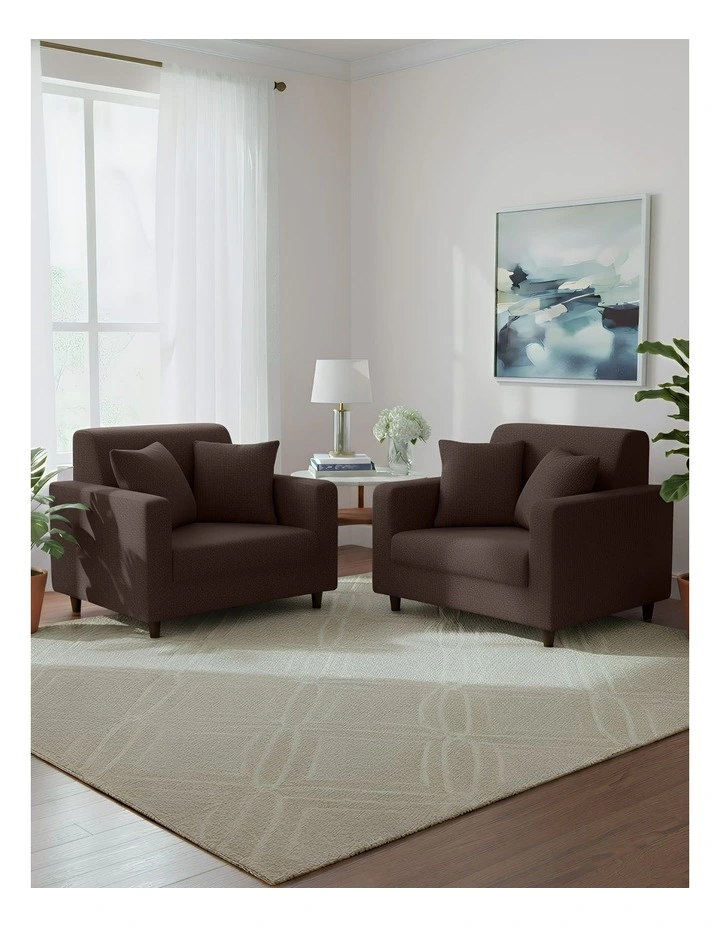 1 Seater Sofa Cover Plain in Coffee image 4