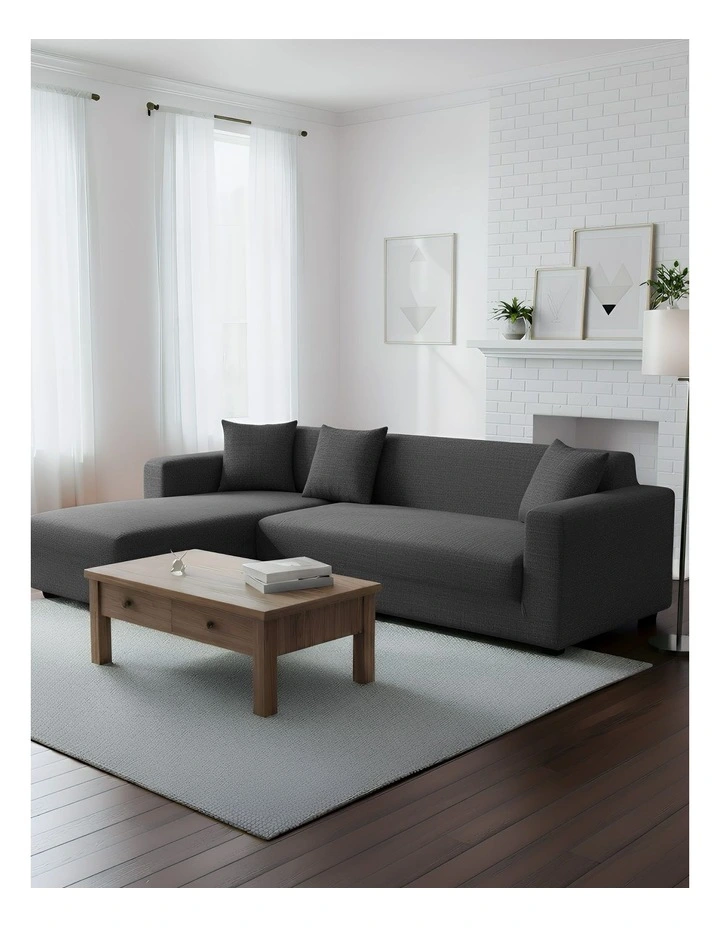4 Seater Sofa Cover Plain in Dark Grey image 4