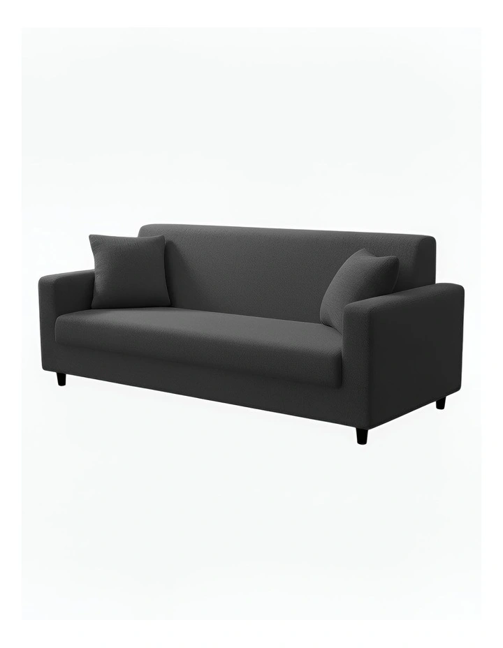 3 Seater Sofa Cover Plain in Dark Grey image 1