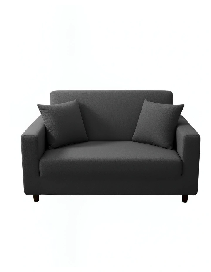 2 Seater Sofa Cover Plain in Dark Grey image 1
