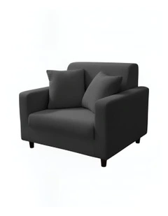 1 Seater Sofa Cover Plain in Dark Grey
