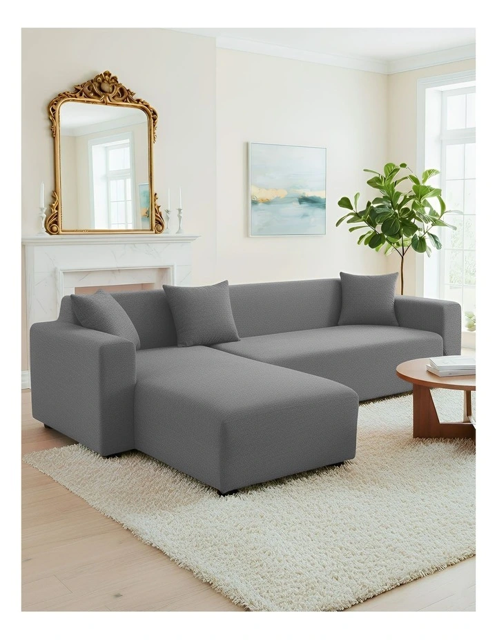 4 Seater Sofa Cover Plain in Ash Grey image 2