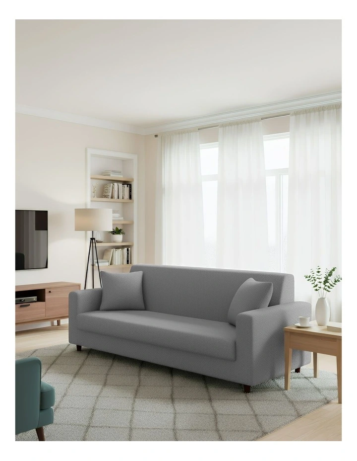 3 Seater Sofa Cover Plain in Ash Grey image 4