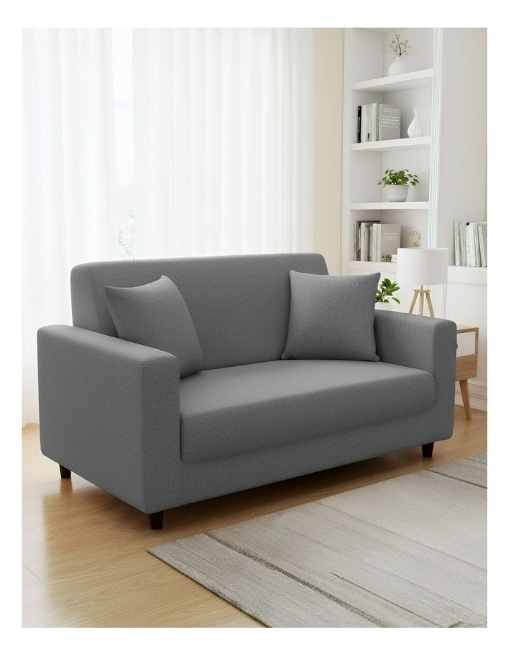 2 Seater Sofa Cover Plain in Ash Grey image 2