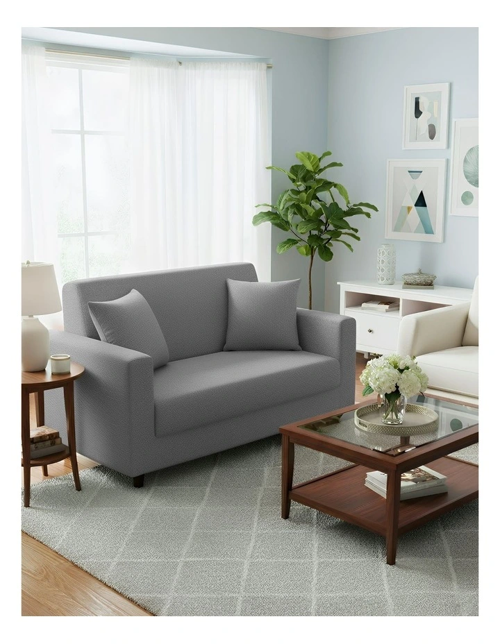 2 Seater Sofa Cover Plain in Ash Grey image 3