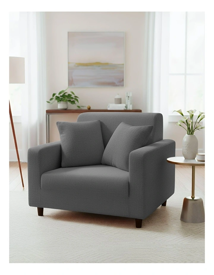 1 Seater Sofa Cover Plain in Ash Grey image 3