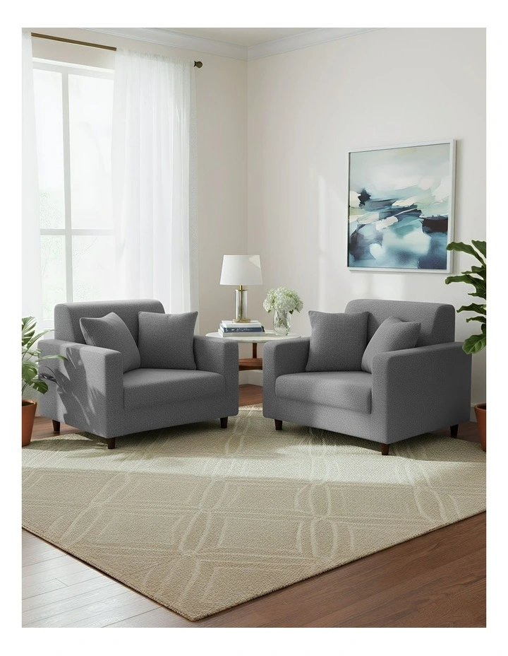 1 Seater Sofa Cover Plain in Ash Grey image 4